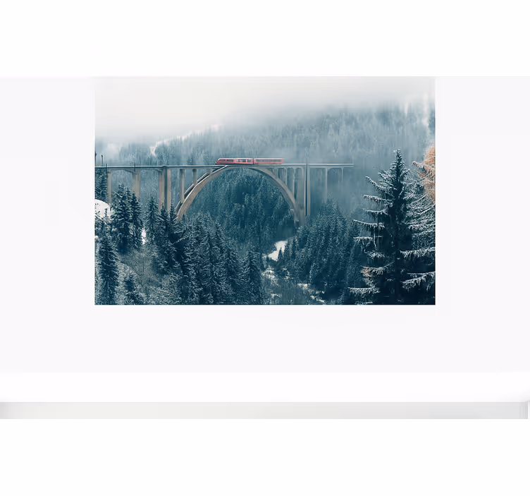 Mural de parede montanha trem cruzando os alpes suíços - TenStickers