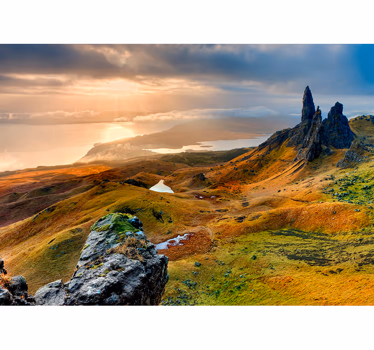 Fotomurais de paisagens nascer do sol nas montanhas - TenStickers
