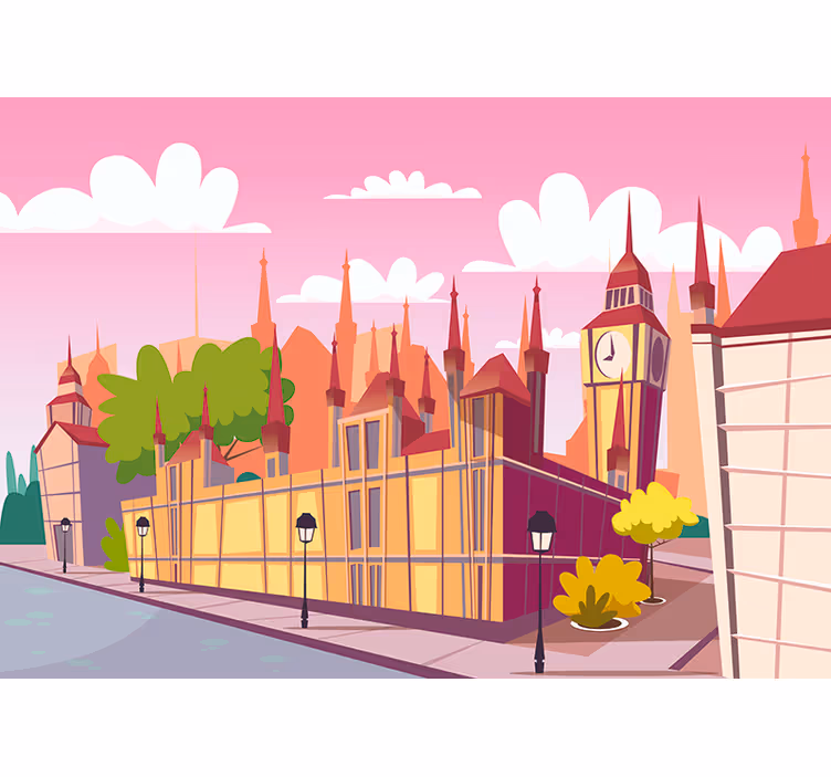 Mural de parede infantil Londres rosa - TenStickers