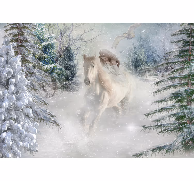 Fotomural decorativo de fantasia de cavalo branco - TenStickers