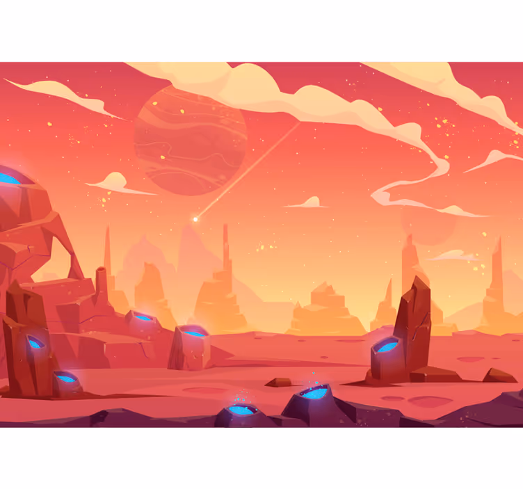 Mural de parede infantil Visita ao espaço - TenStickers