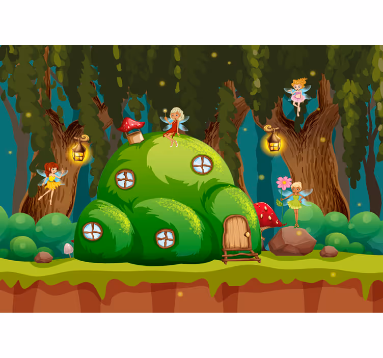 Mural de parede infantil mundo das fadas - TenStickers