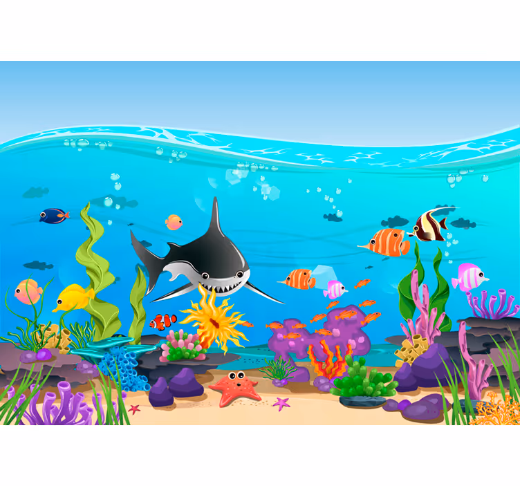Mural de parede infantil peixes divertidos - TenStickers