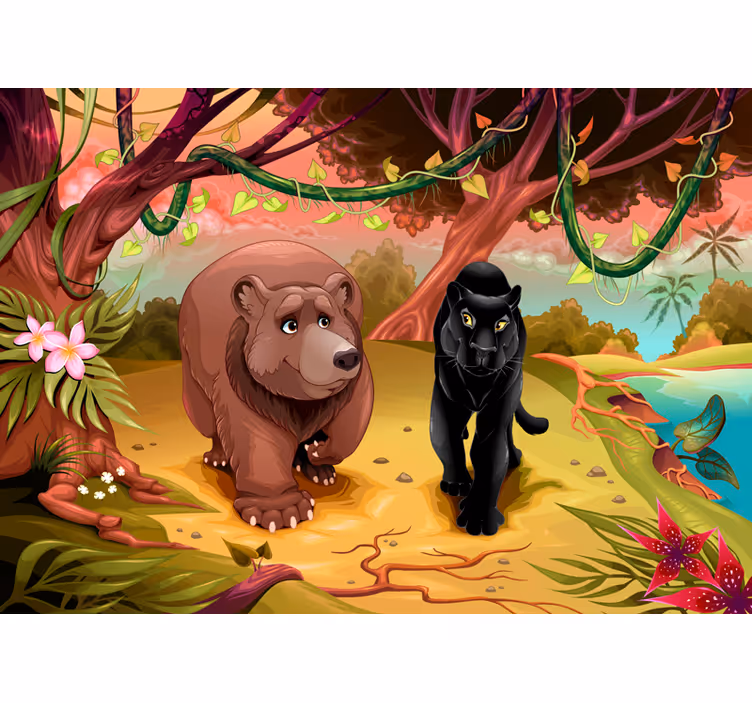 Mural de parede infantil amigos da selva - TenStickers