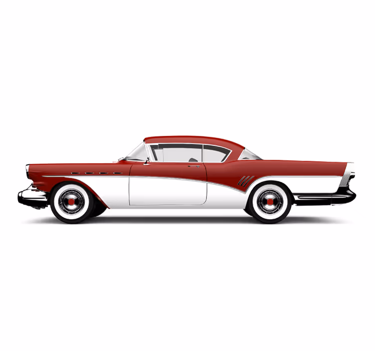 fotomural de parede vintage de carro clássico vermelho - TenStickers
