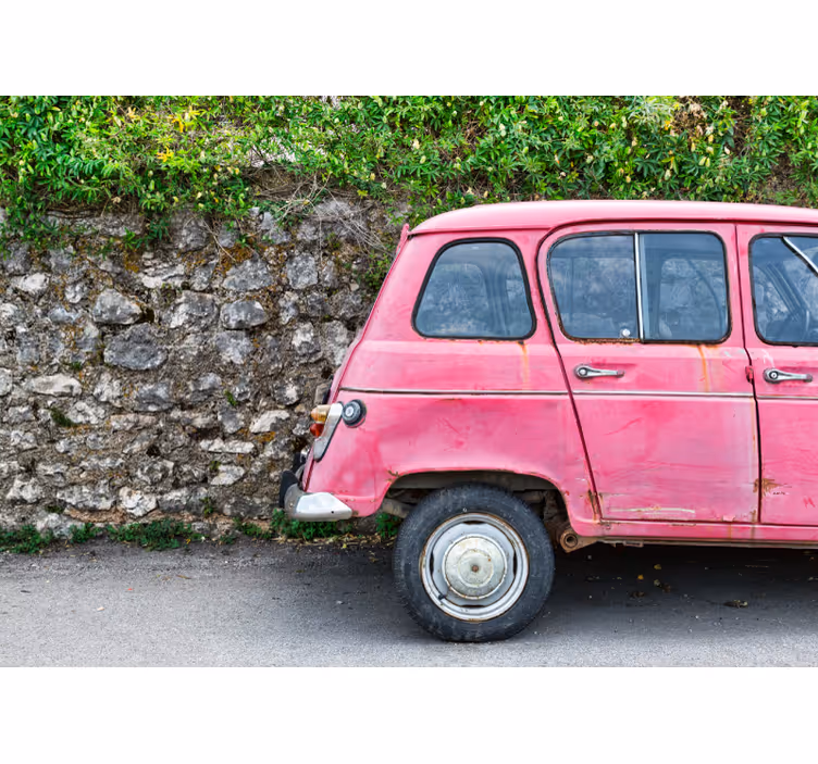 fotomural de parede vintage de carro rosa - TenStickers
