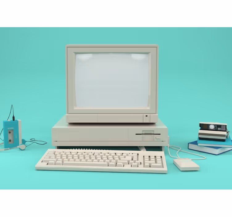 fotomural de parede vintage de pc antigo - TenStickers