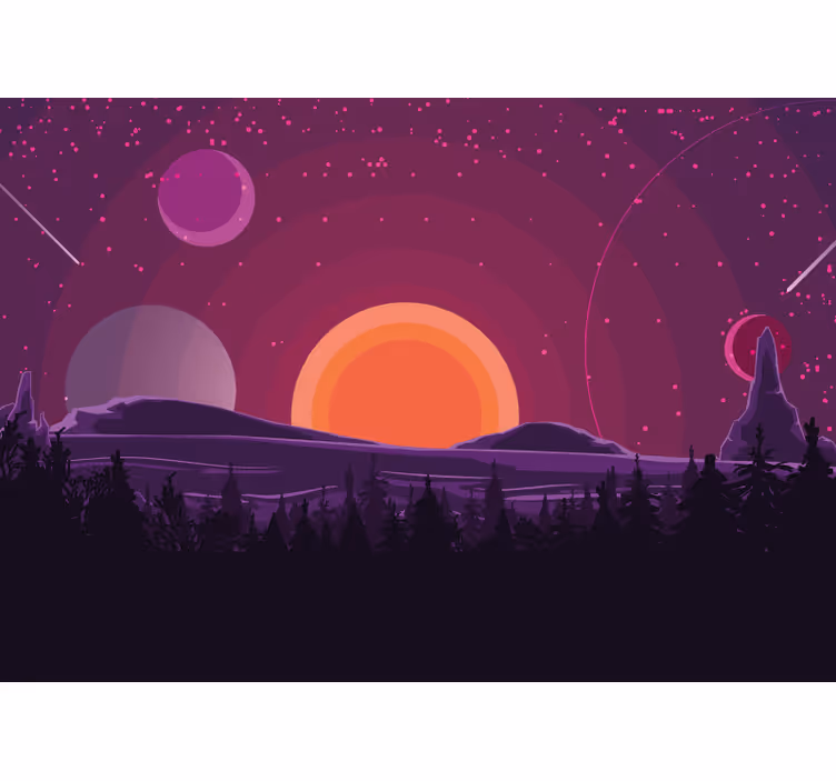 Fotomurais de paisagens Sol atrás da montanha - TenStickers