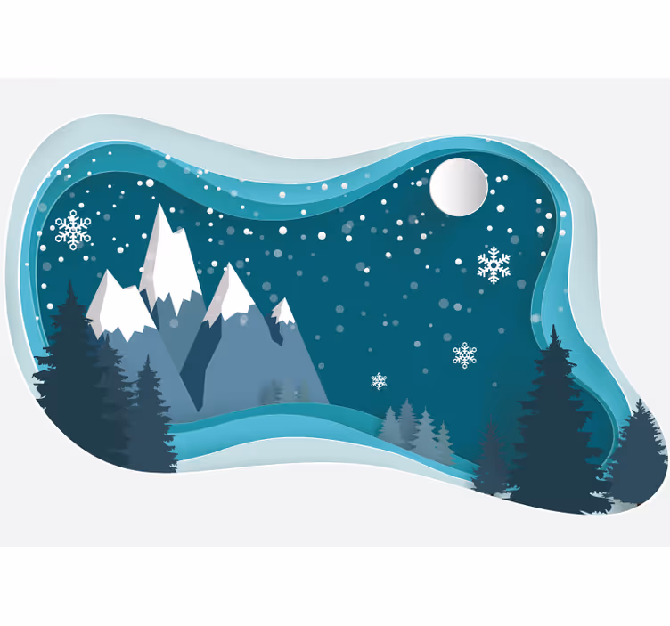 Fotomurais de paisagens 3d paisagem de montanha com neve - TenStickers