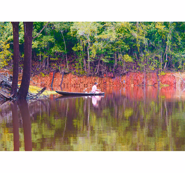 Fotomurais de paisagens cena serena de canoagem - TenStickers