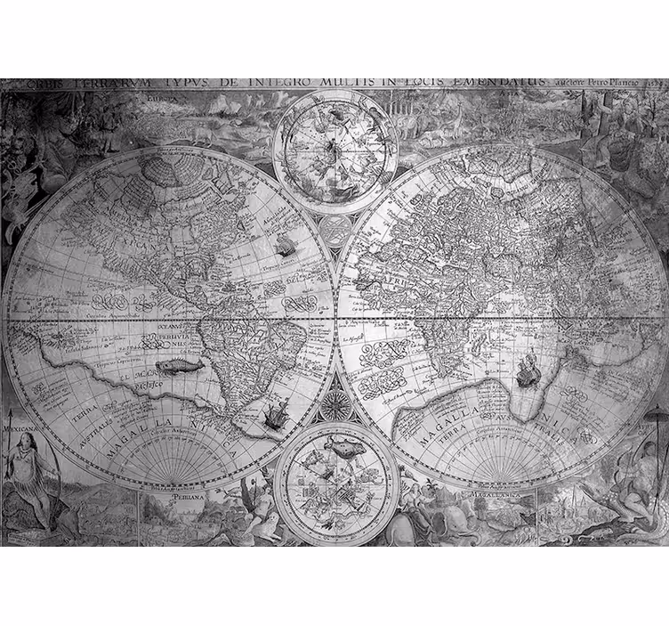 Fotomural para gabinete Mapas mundiais cinzentos - TenStickers