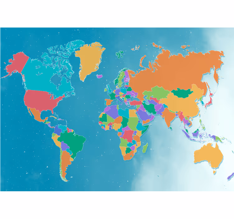 fotomural de mapa-múndi colorido político - TenStickers
