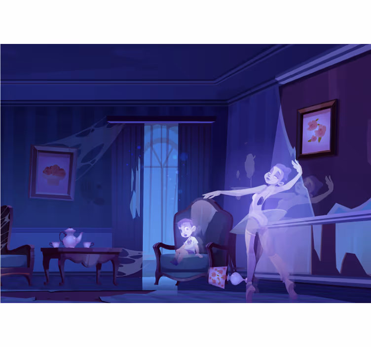 Parede de parede de fantasmas abandonada da sala de estar - TenStickers