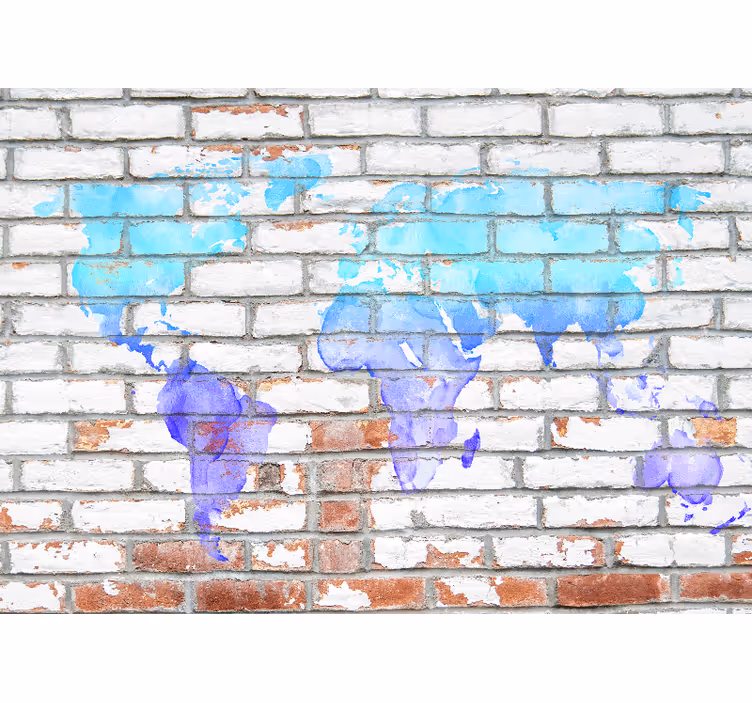 Aquarela azul mapa-múndi fotomural - TenStickers