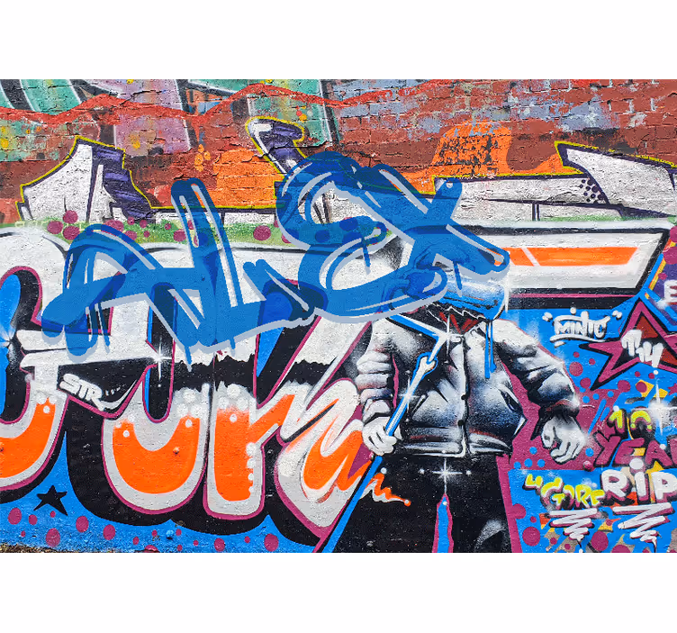 Murais de Parede Parede de tijolos e grafite colorido - TenStickers
