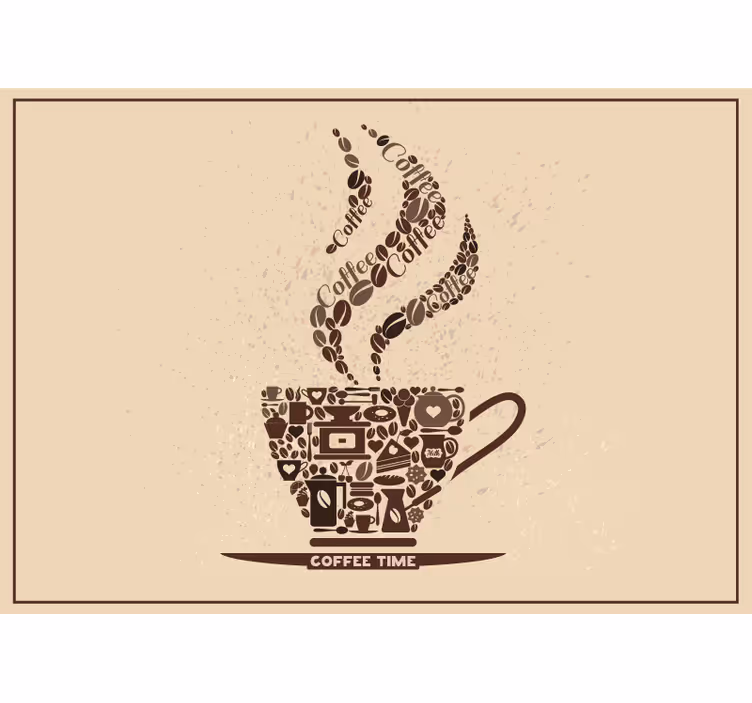 Murais de Parede Caneca de ícones da hora do café - TenStickers