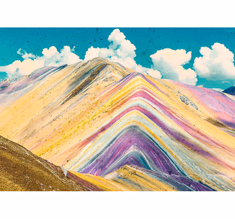 Fotomurais de paisagens Montanha colorida com céu azul - TenStickers