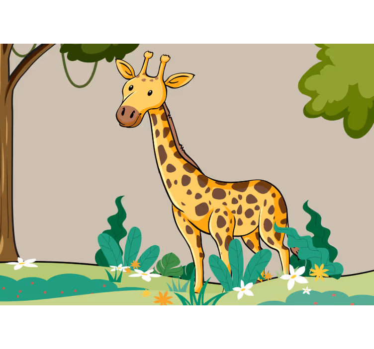 Fotomurais de paisagens Girafa na selva - TenStickers