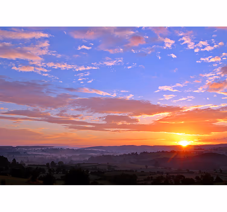 Fotomurais de paisagens pôr do sol sobre colinas - TenStickers