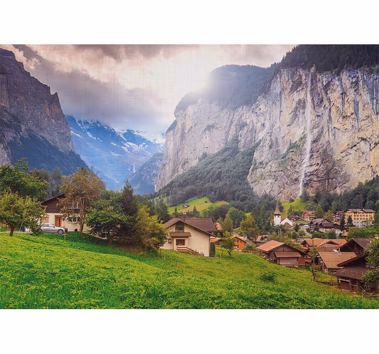 Fotomurais de paisagens cena do vale das montanhas - TenStickers