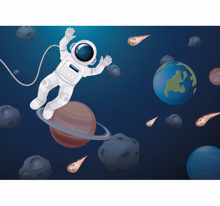 Fotomurais modernos Desenho animado do astronauta flutuante - TenStickers