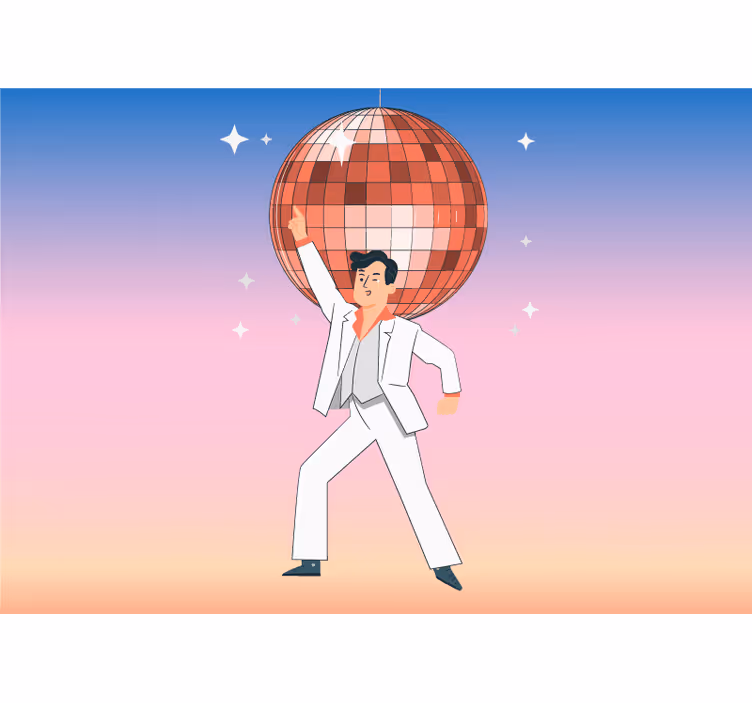 Ilustração de bola de discoteca com pinturas em cores na parede - TenStickers