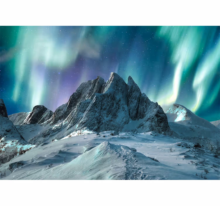 Fotomurais de paisagens exibição de auroras nas montanhas - TenStickers