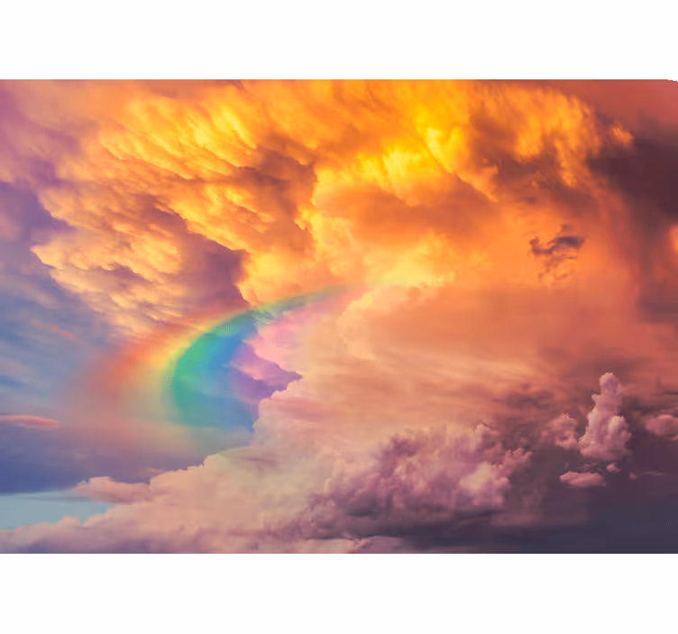 Nuvens do pôr do sol com murais de arco-íris na parede de adolesc - TenStickers