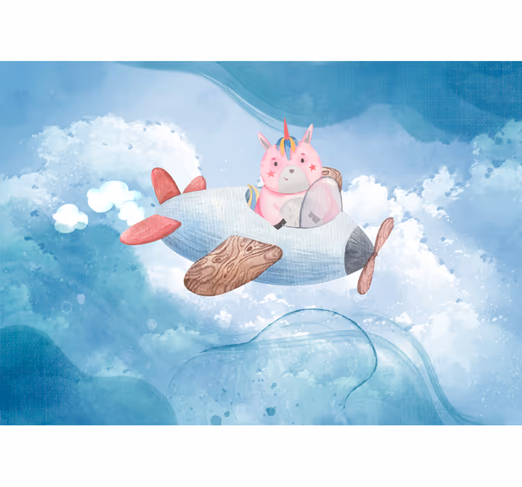 Mural de parede fantasía avião unicórnio voador - TenStickers