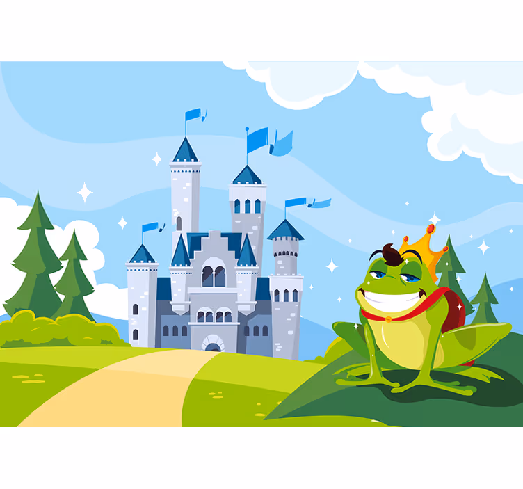 Príncipe sapo com murais de parede de conto de fadas do castelo - TenStickers