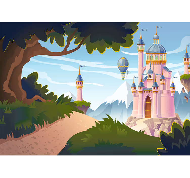 Murais de parede infantil de castelo mágico rosa - TenStickers