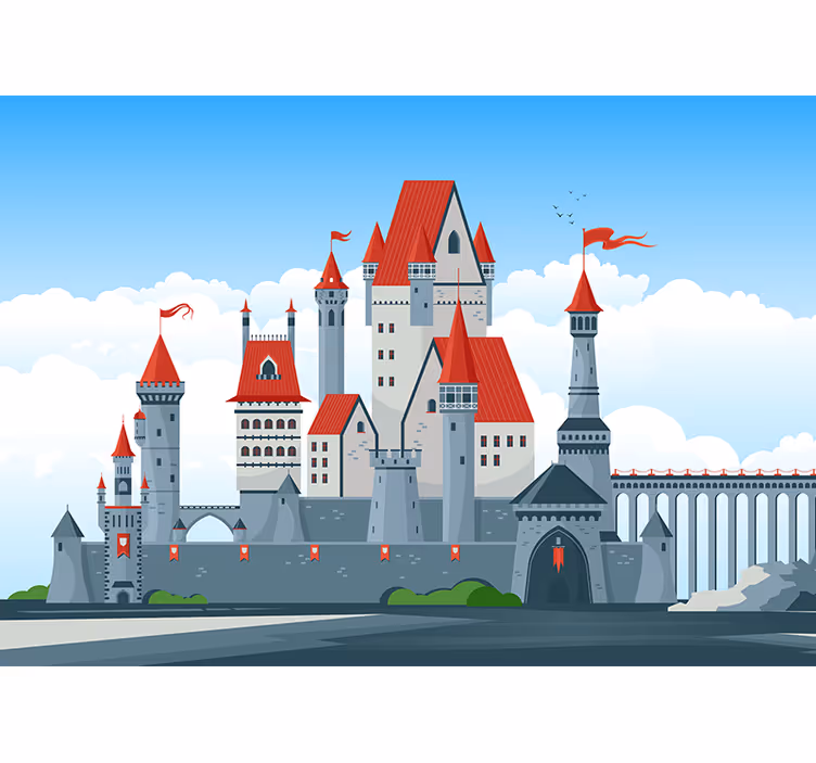 Castelo medieval à distância murais de parede - TenStickers