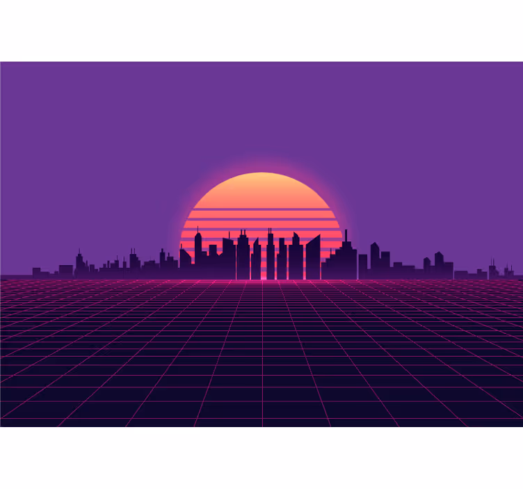 Fotomural para sala pôr do sol estilo anos 80 - TenStickers