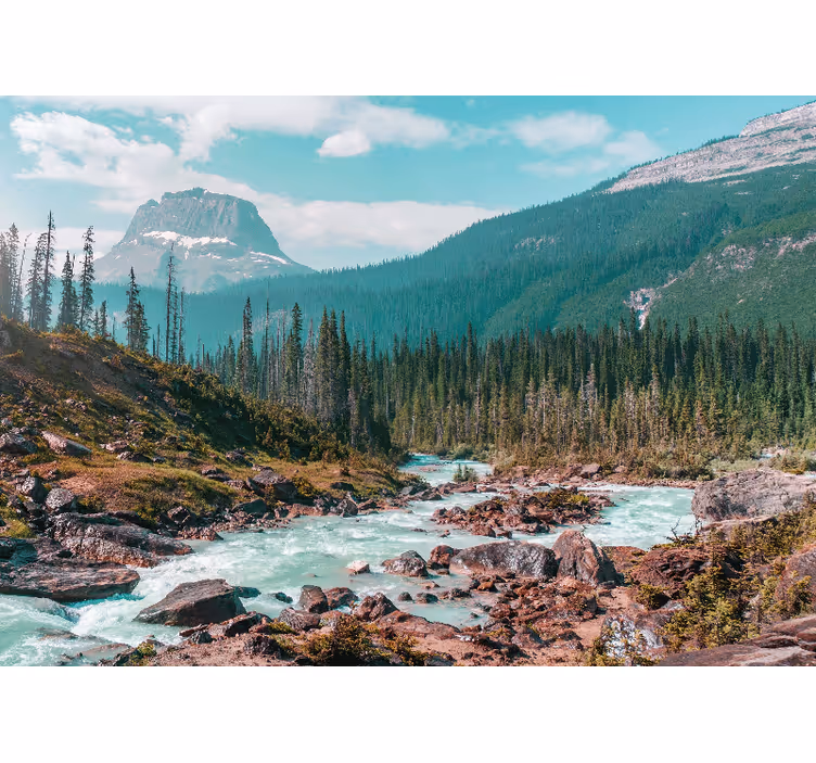 Fotomurais de paisagens rio de montanha verdejante - TenStickers