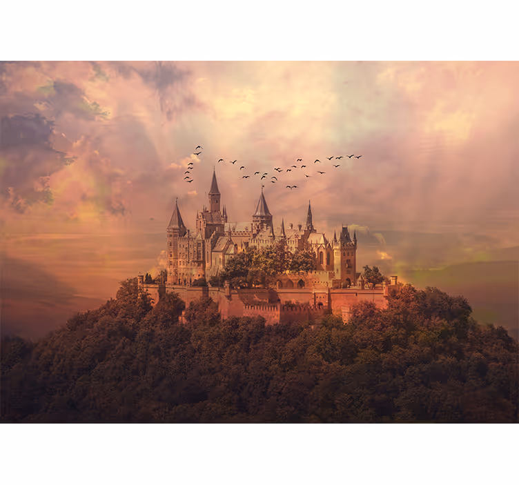 Fotomurais de paisagens Castelo em uma montanha - TenStickers