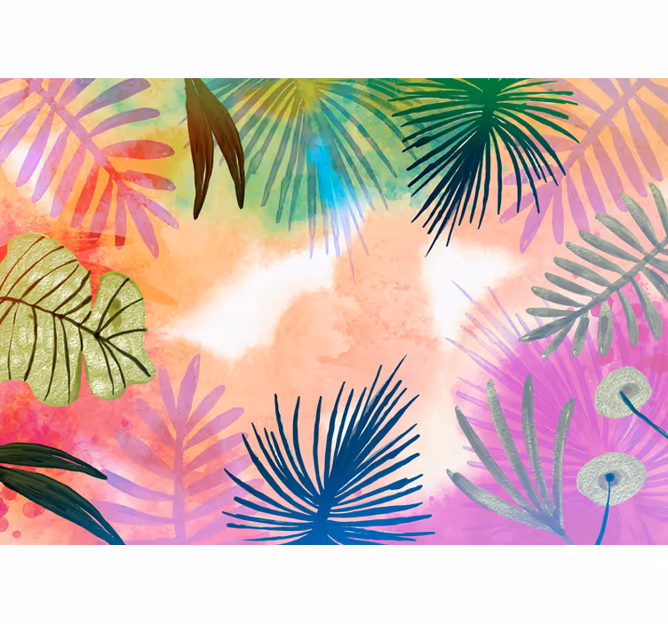 Fotomurais de paisagens Padrão de folhas tropicais coloridas - TenStickers