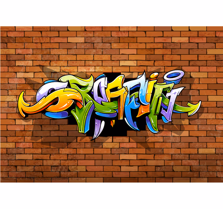 3d graffiti parede notas musicais fotomural de parede - TenStickers