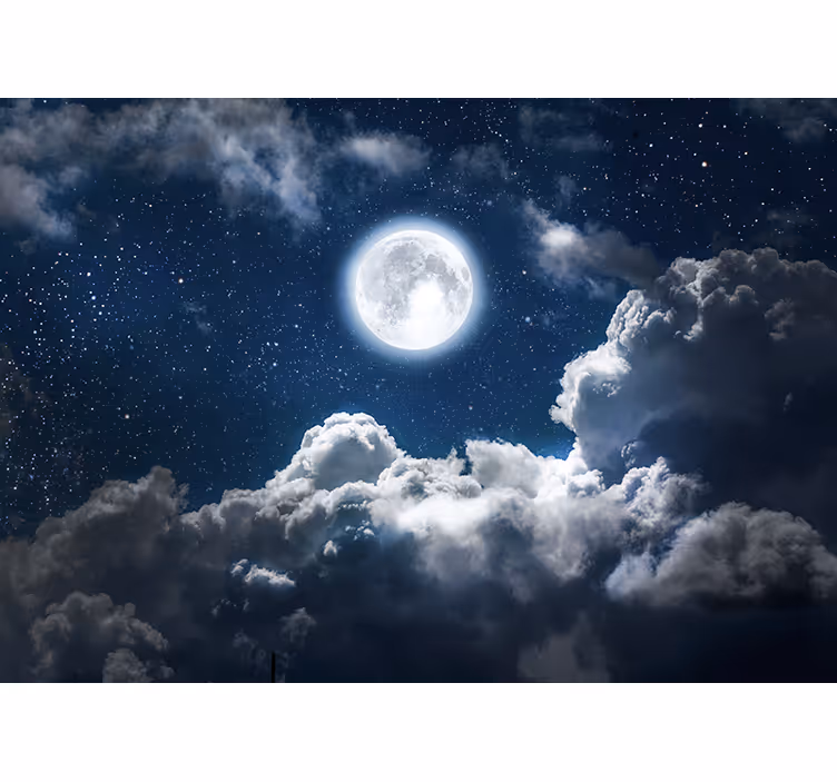 Fotomurais de paisagens Linda noite de lua e nuvens - TenStickers