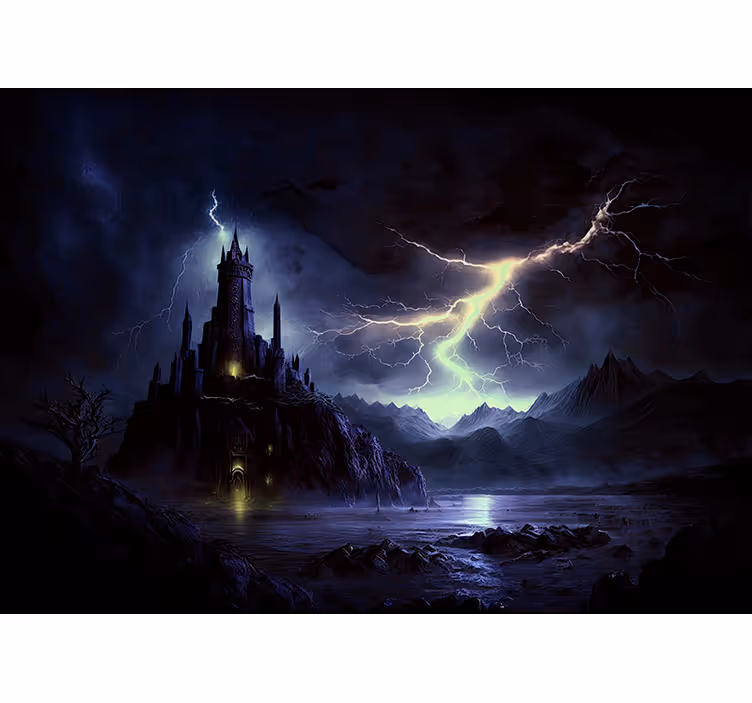 Mural de parede de fantasía castelo Escuro e Tempestade - TenStickers