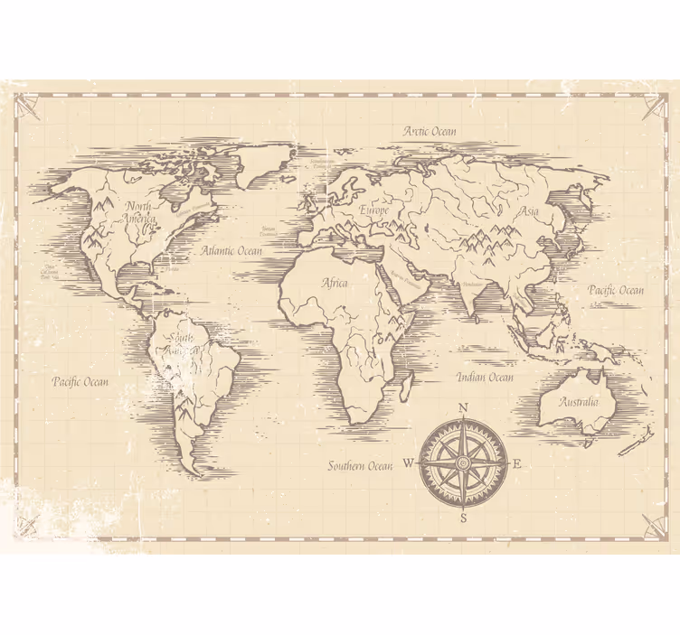 Mural de parede escritório mapa do mundo antigoUma antiga imagem  - TenStickers