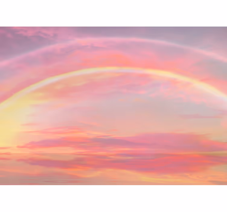 Mural de parede infantil céu rosa com arco-íris - TenStickers