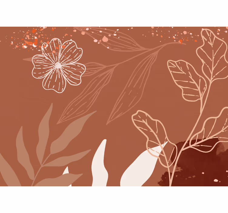 Mural de parede terracota design de folhas minimalistas - TenStickers