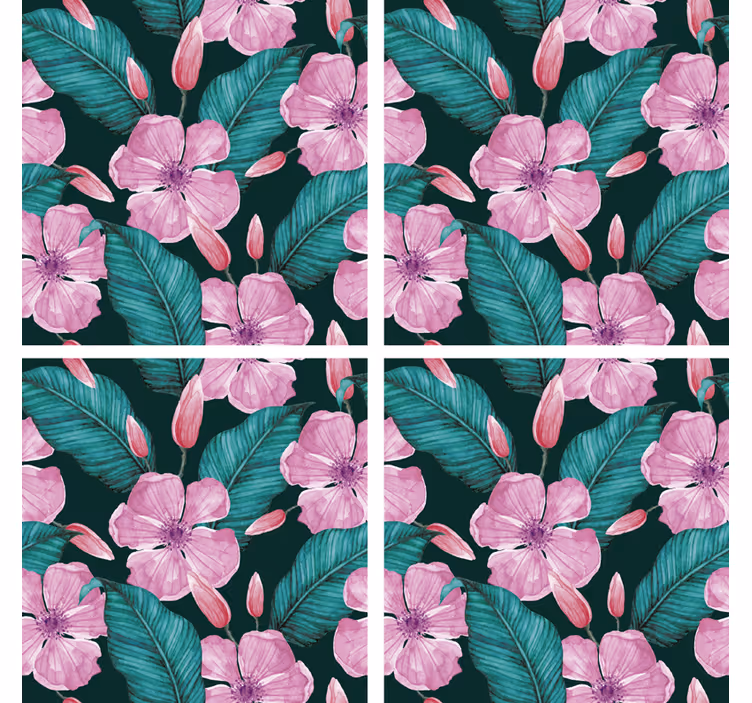 Bases para copos de padrão floral e folhas - TenStickers