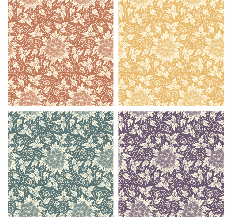 Bases para copos vintage com azulejos florais quadrados - TenStickers
