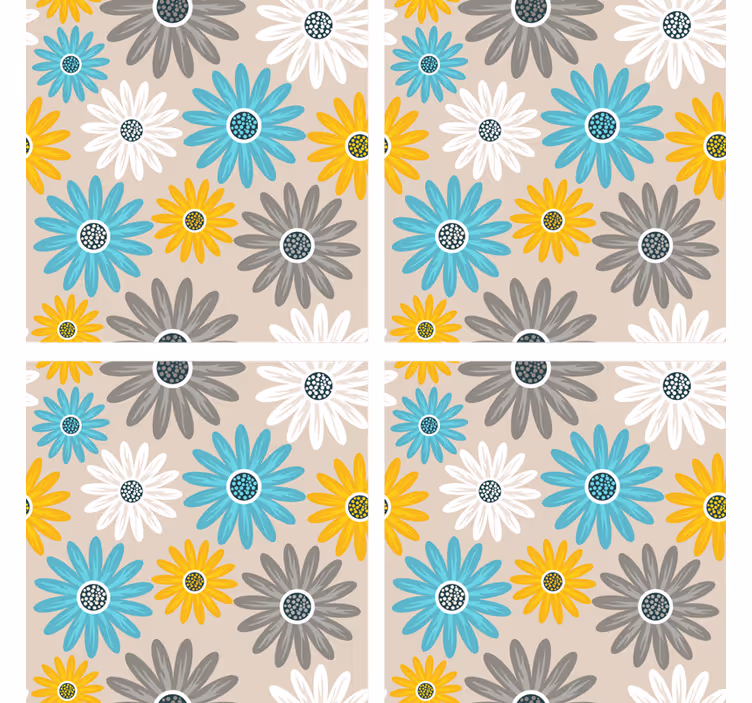 Bases para copos de elementos florais vibrantes - TenStickers