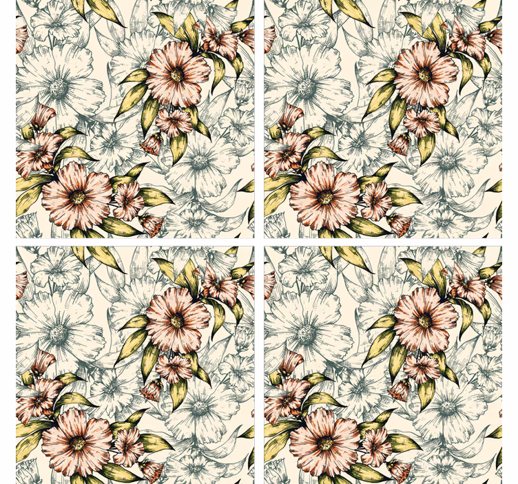 Bases para copos de arte com padrão floral - TenStickers