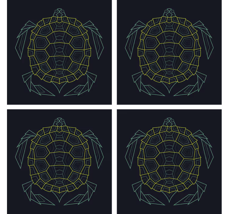 Bases para copos com figura de tartaruga geométrica - TenStickers