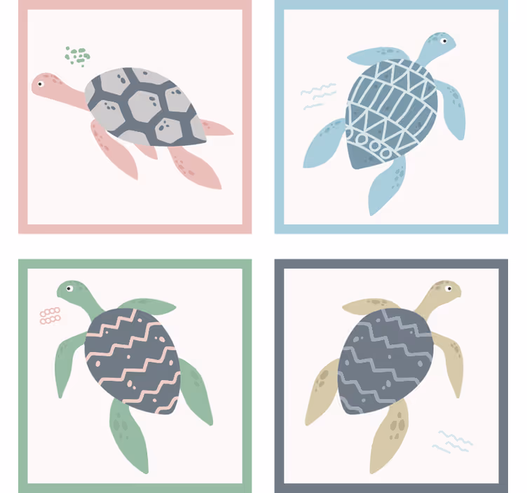 Bases para copos com padrões divertidos de tartarugas - TenStickers