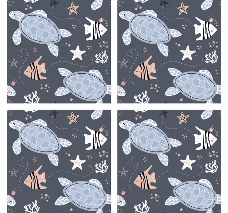 Bases para copos com padrão de criaturas marinhas - TenStickers