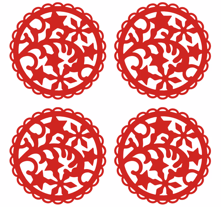 Bases para copos com padrão vermelho intricado - TenStickers